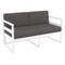Luxury Commercial Living 55" White Outdoor Patio Loveseat with Sunbrella Charcoal Gray Cushion